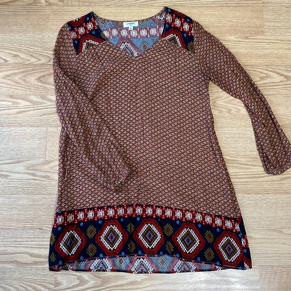 Umgee Aztec print shift dress - Picture 1 of 5